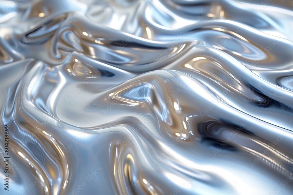 Capturing the liquid-like motion of silver texture with reflective highlights, this image showcases elegance and modern sophistication Capturing the liquid-like motion of silver texture with reflective highlights, this image showcases elegance and modern sophistication