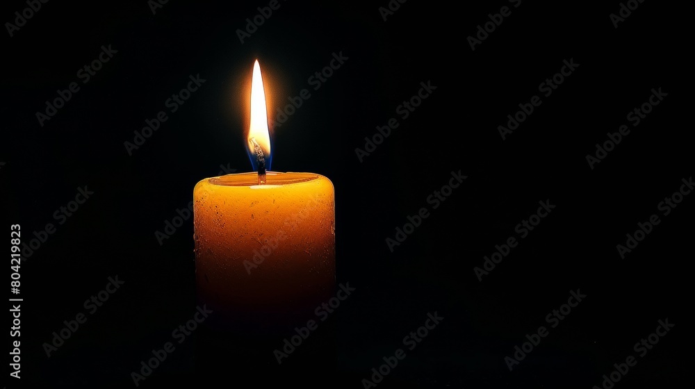 A single glowing candle in the dark, casting a warm light with a serene and calming presence A single glowing candle in the dark, casting a warm light with a serene and calming presence