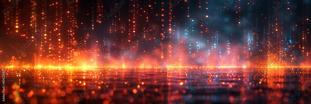A digital landscape made up of glowing code and algorithms