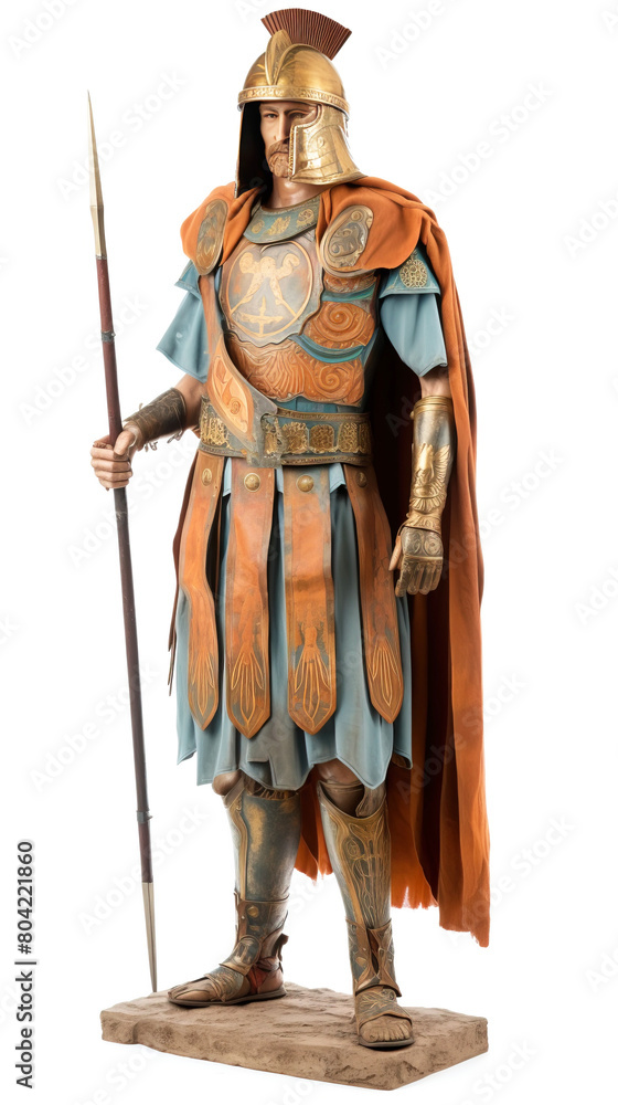 Ancient Thracian warrior in armor with weapons. White background, isolate. AI generated. Ancient Thracian warrior in armor with weapons. White background, isolate. AI generated.