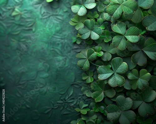 A 3D rendering of a green background accented by artistic clover leaves 8K , high-resolution, ultra HD,up32K HD