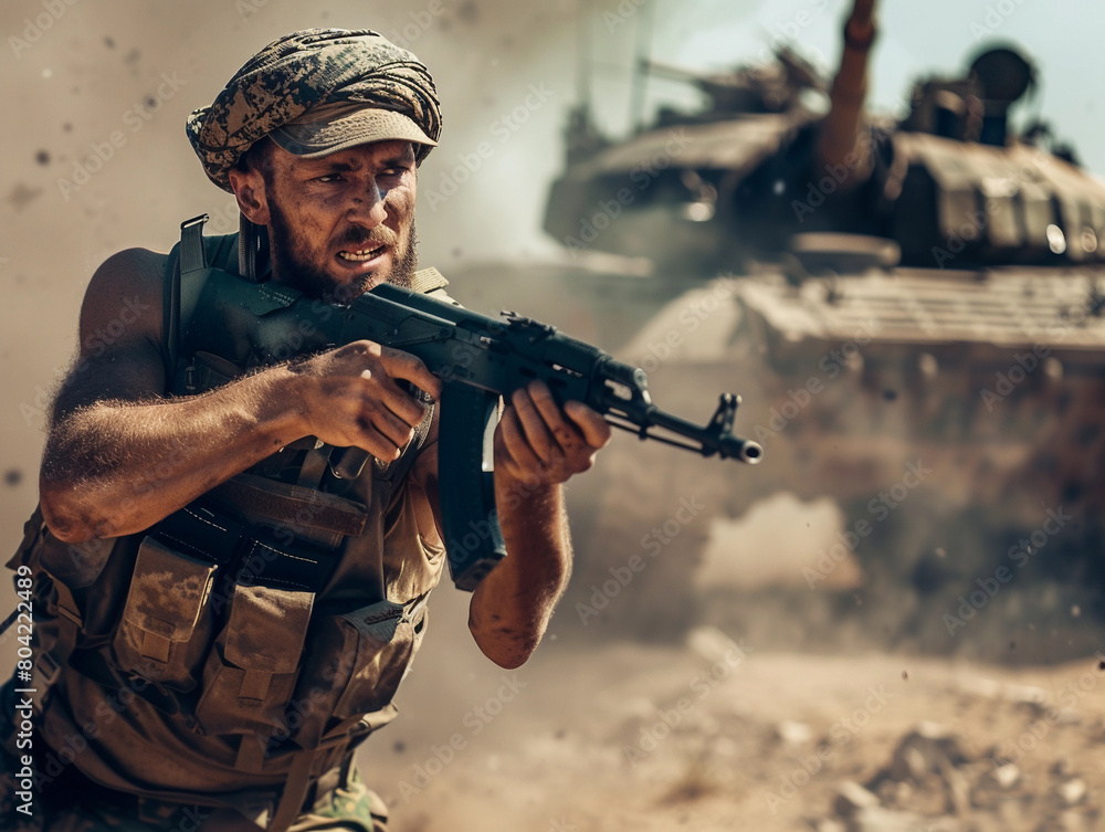 Fototapeta premium Soldier in Combat