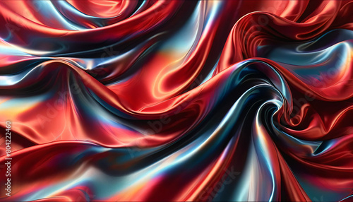 Smooth flowing red holographic silk