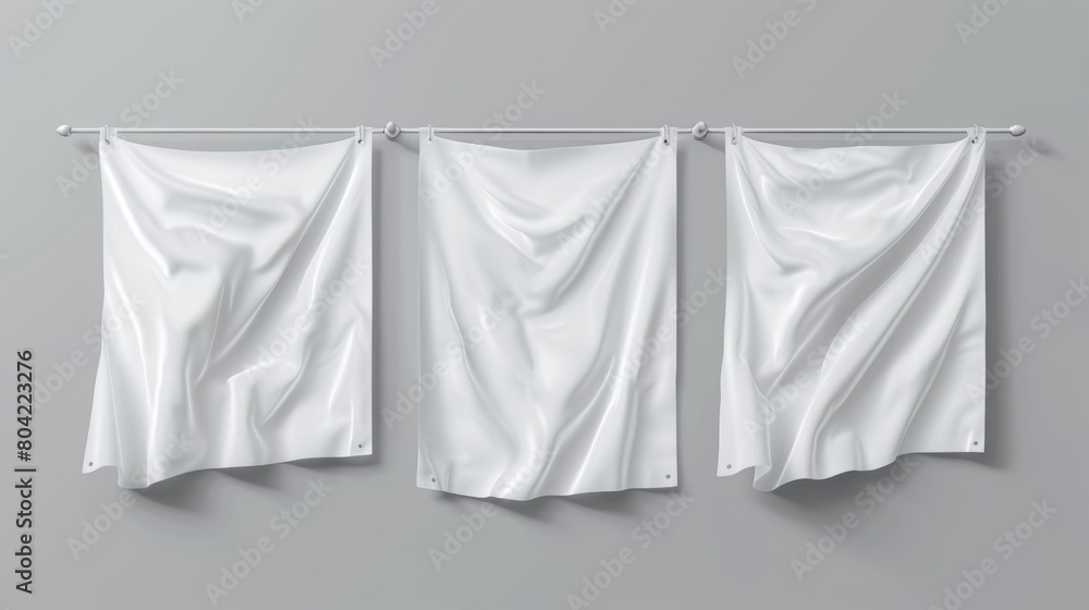 Stunning white 3D pennant flag sign isolated modern mockup. Realistic fabric wave on metal pole for advertising. Clear festival rectangular sport flagpole set. Black cotton textile graphic template Stunning white 3D pennant flag sign isolated modern mockup. Realistic fabric wave on metal pole for advertising. Clear festival rectangular sport flagpole set. Black cotton textile graphic template