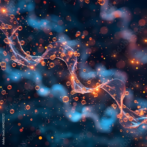 Colorful flow of atoms and molecules visualizing fluid dynamics in molecular science