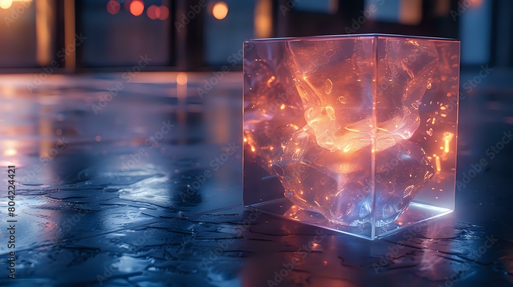 Innovative Design: Transparent Cube with Subtle Glow