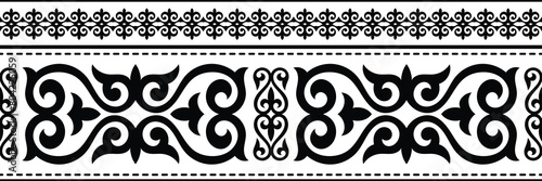 Ethnic seamless border on the theme of Kazakh national ornament, seamless pattern, vector design