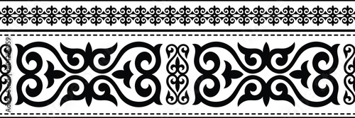 Ethnic seamless border on the theme of Kazakh national ornament, seamless pattern, vector design