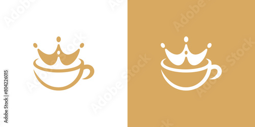Simple Coffee Crown Logo. Coffee Cup and Crown Logo Icon Symbol Vector Design Inspiration.