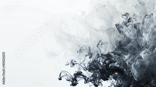 Abstract black and white smoke pattern on a light background.