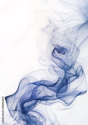 Abstract Blue Smoke Swirls on White Background for Creative Design Use