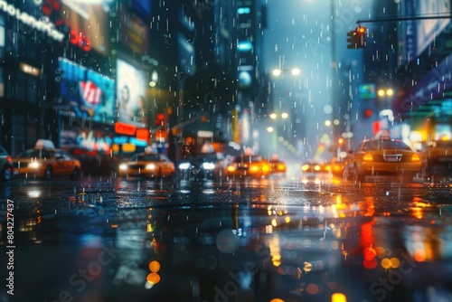 Rainy street neon light. © grigoryepremyan