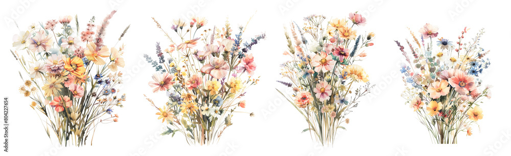 Bouquets of wildflowers in pastel colors Bouquets of wildflowers in pastel colors