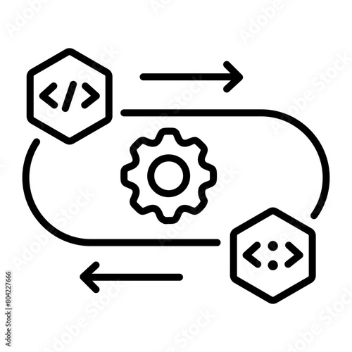 Easy to edit line icon of code conversion 