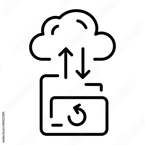A handy line icon of cloud backup 