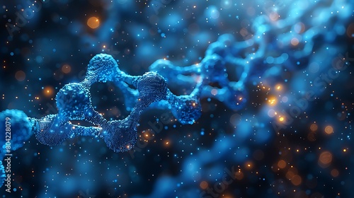 A digital representation of a DNA strand, with interconnected nucleotides.. © mohammed