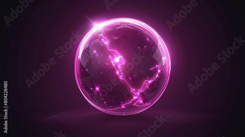 An energy shield made of neon glass with force field or force field effect with glow textured surface.