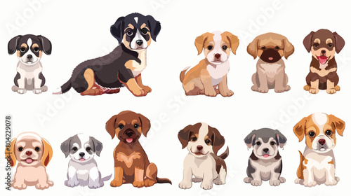 cute and adorable dogs on white background Vector illustration