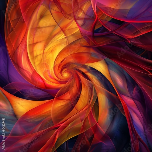 Vibrant Abstract Swirl Design with Vivid Warm Colors for Creative Backgrounds