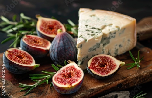 Cheese board with figs on board.