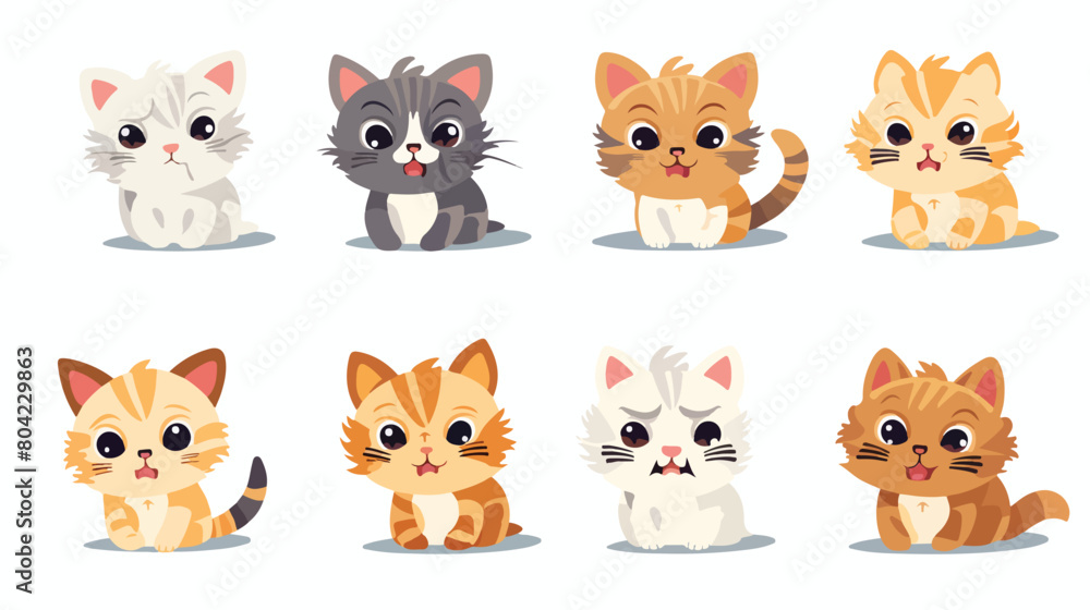 Cute cat animal emotions tiny kitten with emoji 