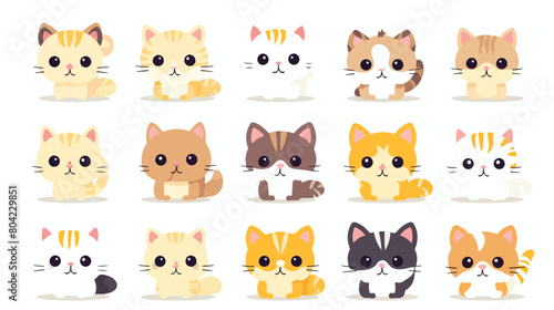 Cute cat animal emotions tiny kitten with emoji 