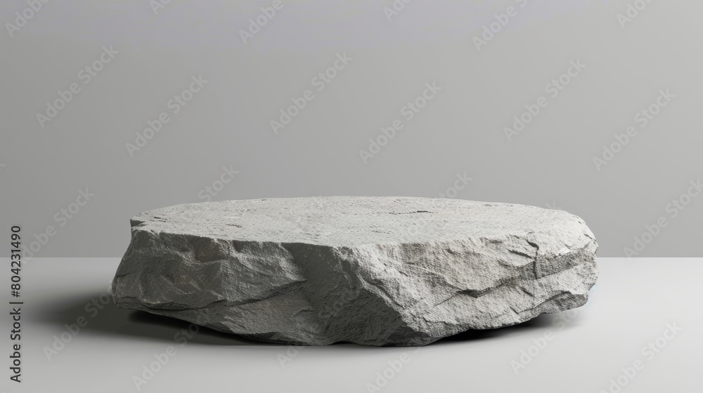 This 3D rock podium would be ideal for showcasing products and presenting them to the public. It has a realistic grey pedestal with rough texture. It could also be used as a museum platform to