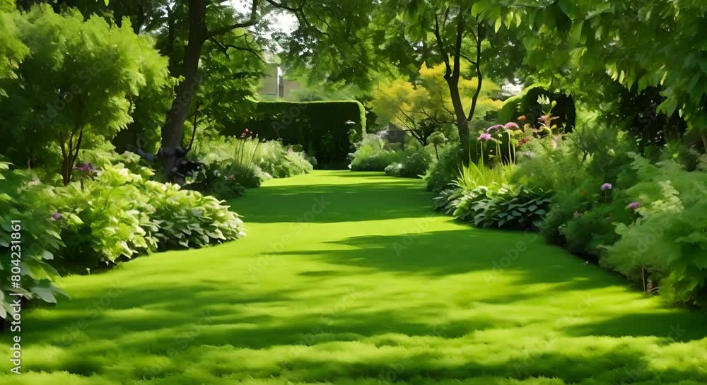 Well-Maintained Garden with Lush Greenery and Manicured Flowerbeds. Concept Botanical Garden, Serene Nature, Floral Splendor, Gardening Tips Well-Maintained Garden with Lush Greenery and Manicured Flowerbeds. Concept Botanical Garden, Serene Nature, Floral Splendor, Gardening Tips
