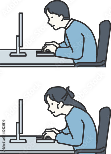 using laptop text neck syndrome vector image © 정의 장