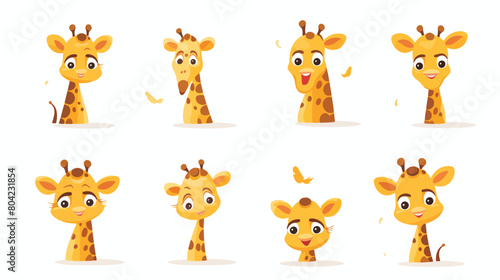 Cute giraffe animal emotions tiny giraffe with emoji