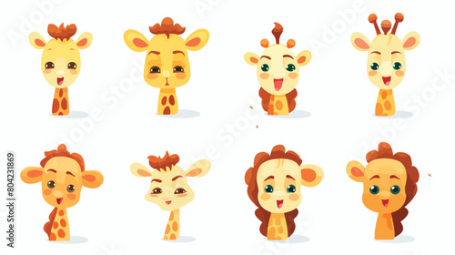 Cute giraffe animal emotions tiny giraffe with emoji