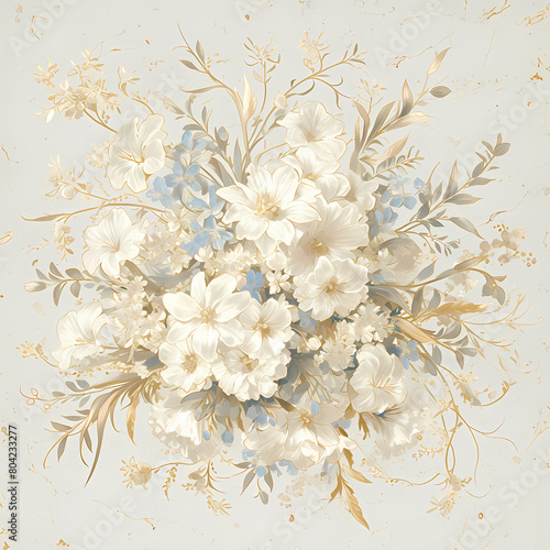 Luxurious Golden Baroque Flower Arrangement on Marble Surface