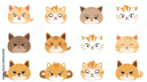 Cute lynx animal emotions tiny lynx with emoji coll