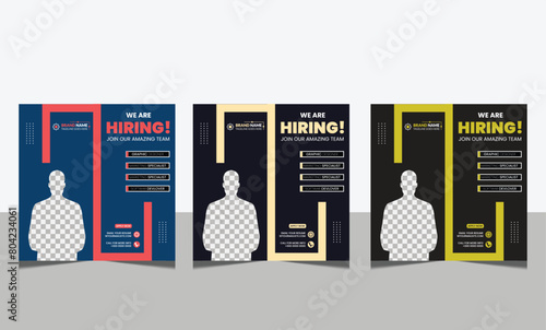 We are hiring job position square banner or social media post. Vacancy banner design finds a job.