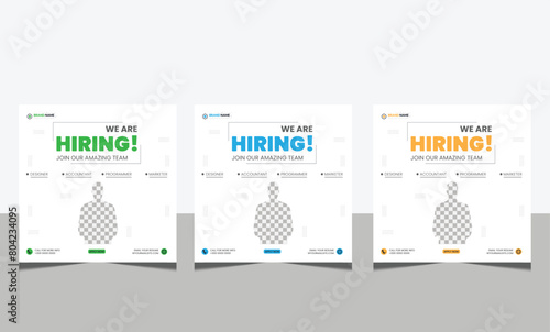 We are hiring job position square banner or social media post. Vacancy banner design finds a job.
