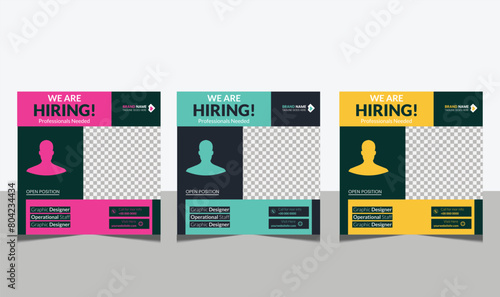 We are Hiring Recruitment advertising template. Recruitment Poster, Job hiring poster, social media, banner, flyer. Digital announcement job vacancies layout
