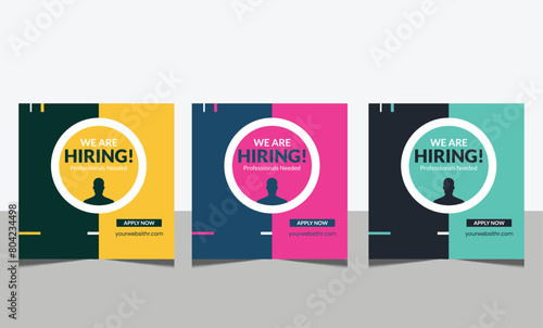 We are Hiring Recruitment advertising template. Recruitment Poster, Job hiring poster, social media, banner, flyer. Digital announcement job vacancies layout