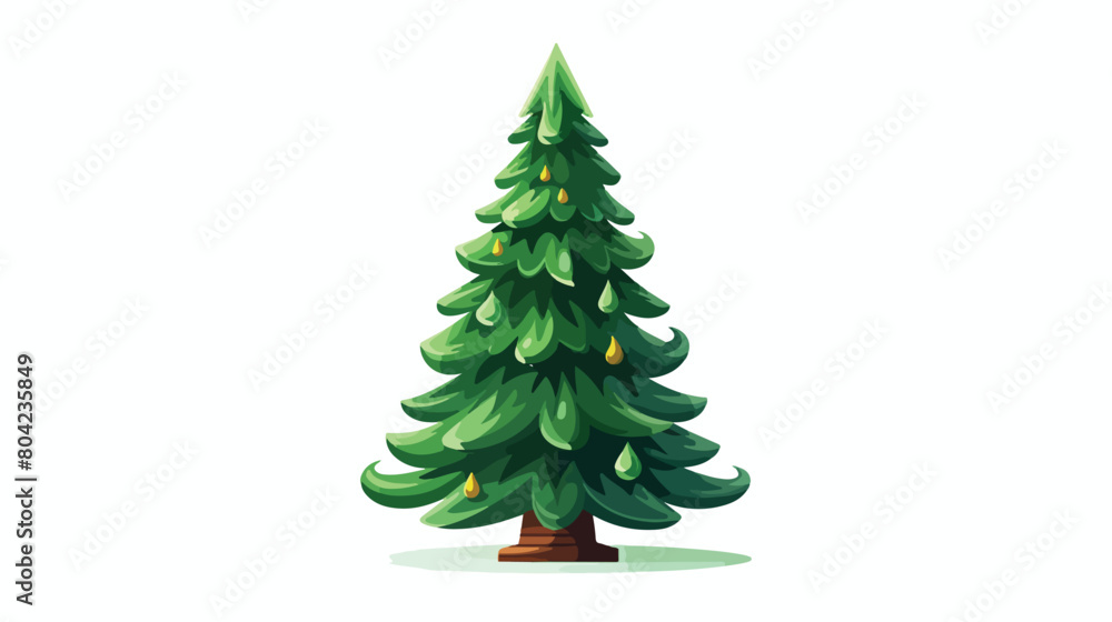 Christmas tree on white background 2d flat cartoon