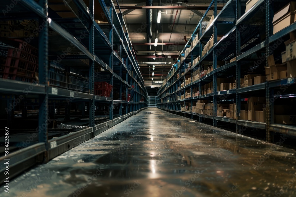 A vast warehouse space packed with numerous shelves holding various items and products