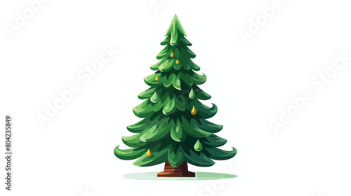 Christmas tree on white background 2d flat cartoon © visual