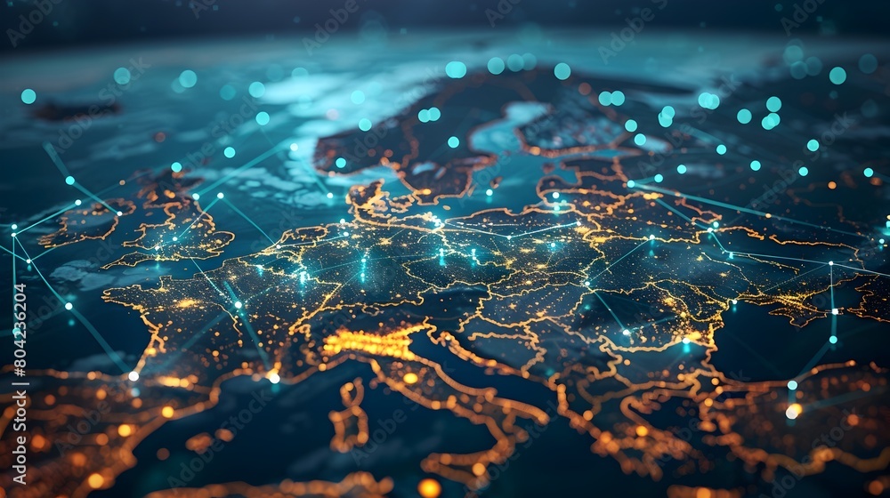 Digital Connectivity Landscape of Scandinavia and Northern Europe Symbolizing Data Exchange and Technological Digital Connectivity Landscape of Scandinavia and Northern Europe Symbolizing Data Exchange and Technological
