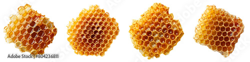 Honeycomb isolated, top view, transparent background, png set #804236811