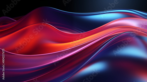 Abstract Dynamic Waves in Blue and Red Tones