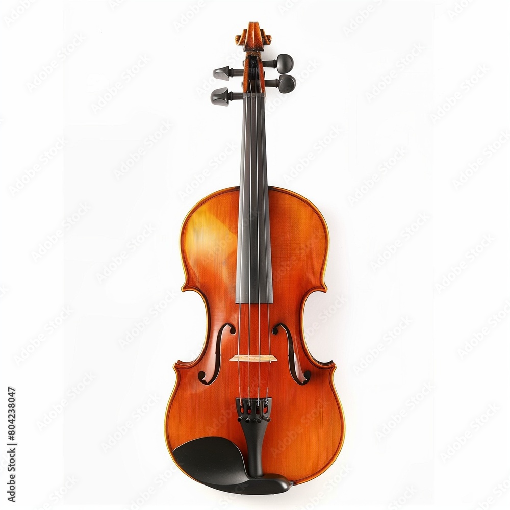 Fototapeta premium Classic Wooden Violin Isolated on White Background for Music Themes