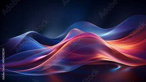 Ethereal Wave Patterns in Blue and Red on Dark Background