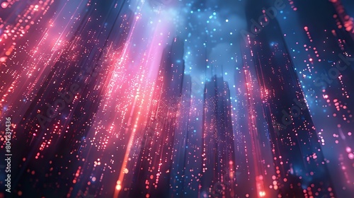 Dynamic Blue and Magenta Composition with Digital Aesthetic