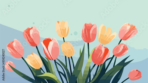 Composition with beautiful tulip flowers on color b #804240027