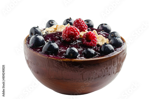 A bowl of luscious acai garnished with vibrant cherries, succulent blueberries