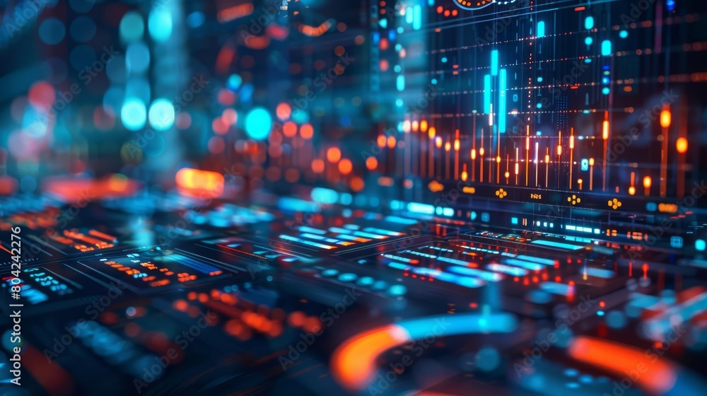 Abstract image of a circuit board with glowing lights. Abstract image of a circuit board with glowing lights.