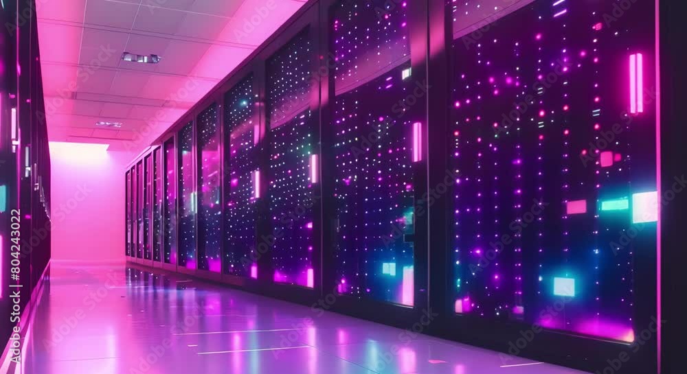Visual Representation of a Contemporary Internet Data Center Featuring Network Server Hardware. Concept Data Center Design, Network Infrastructure, Server Hardware, Contemporary Technology Visual Representation of a Contemporary Internet Data Center Featuring Network Server Hardware. Concept Data Center Design, Network Infrastructure, Server Hardware, Contemporary Technology